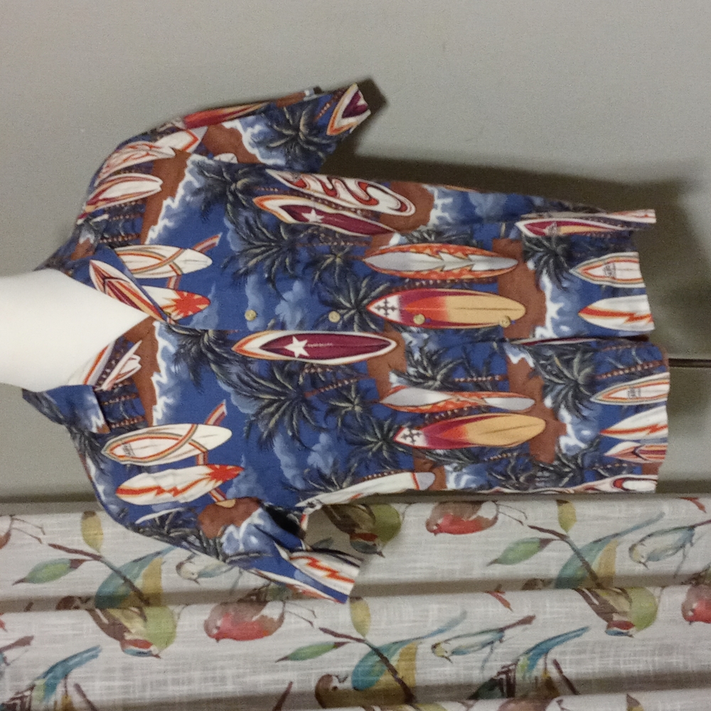 SURFBOARD  Hawaiian Shirt Men's Size L Large RJC Brand EUC Made In Hawaii